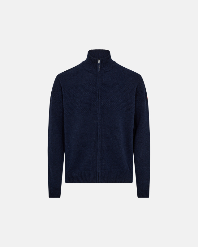 Strikk "full-zip", Ull, Marineblå -Dovre