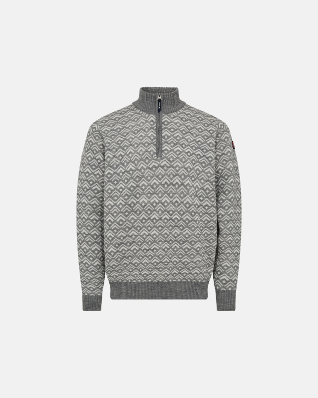 Genser "half-zip", 100% Ull, Grå -Dovre