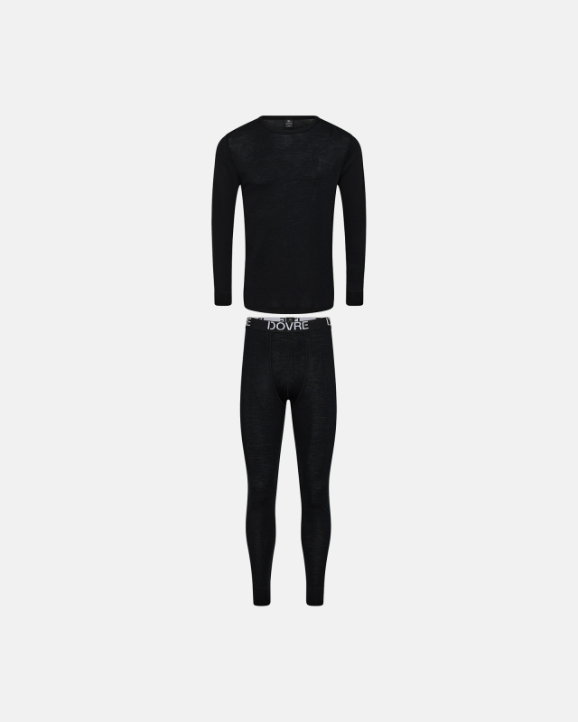 Pyjamassett, 100% ull, Svart