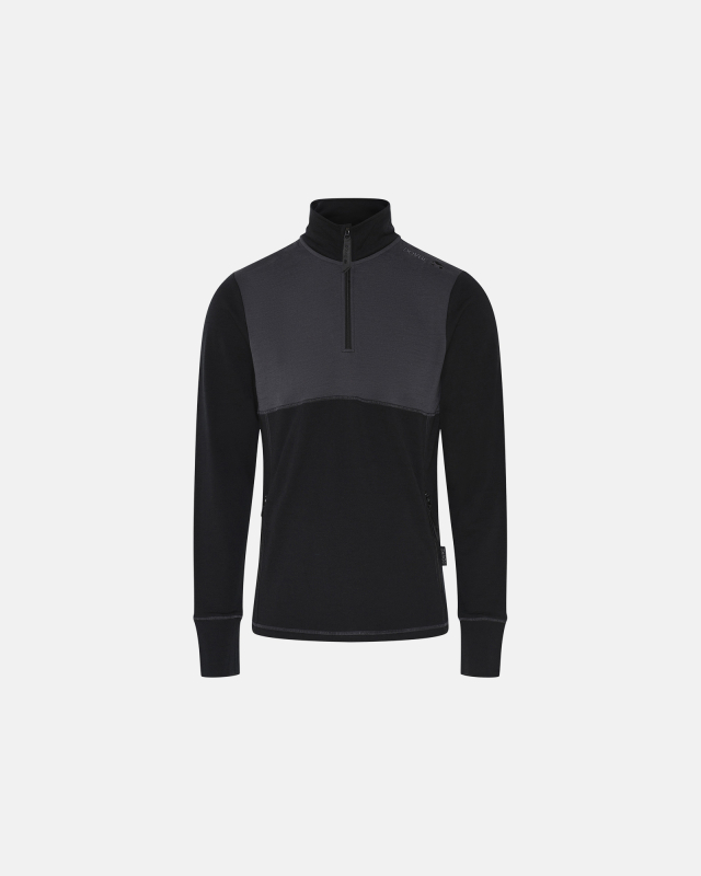 "Midlayer" zip, 100% merino ull, svart/grå -Dovre