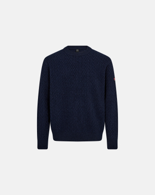 Strikket Pullover, Ull, Marineblå Strikket Pullover, Ull, Marineblå