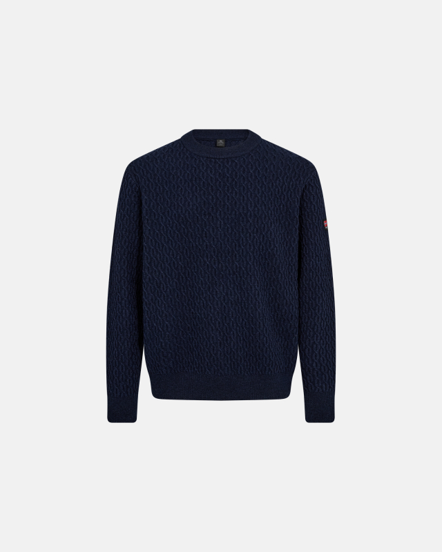 Strikket Pullover, Ull, Marineblå