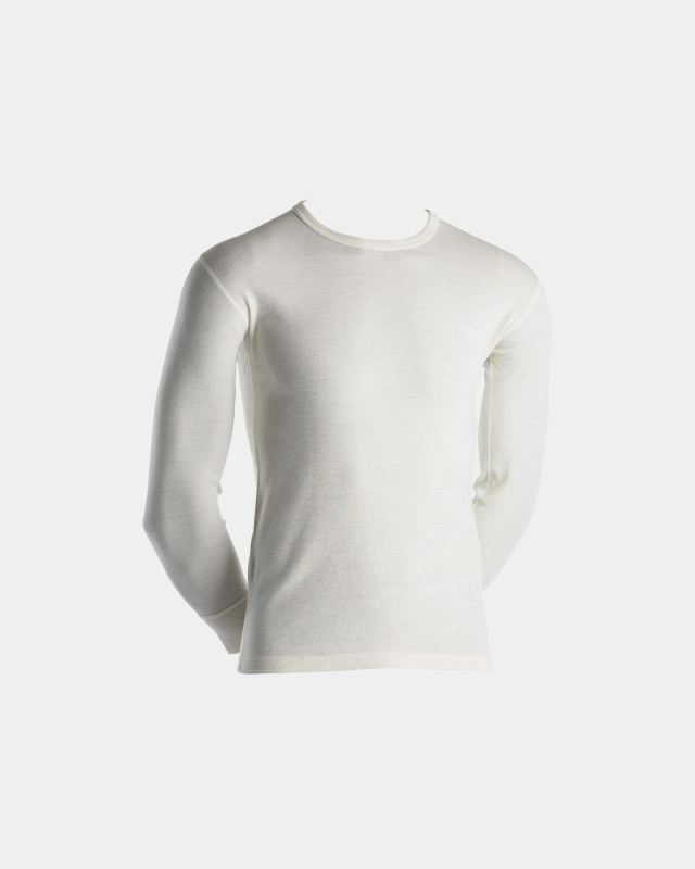 Langermet t-Skjorte, 100% merino ull, Hvit