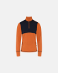 "Midlayer" zip, 100% merino ull, orange/marine - Dovre