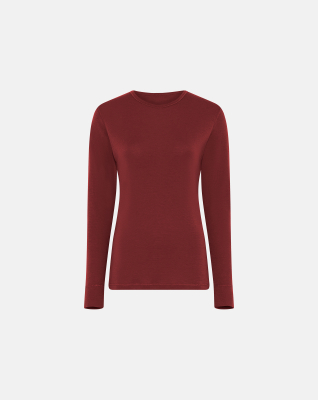 Langermet t-skjorte, 100% merino ull, rød Langermet t-skjorte, 100% merino ull, rød