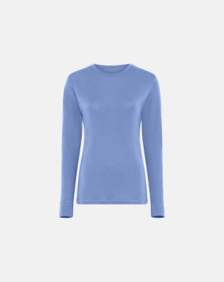 Langermet t-skjorte, 100% merino ull, blå Langermet t-skjorte, 100% merino ull, blå