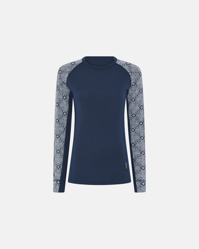 Langermet t-skjorte, 100% merino ull, navy