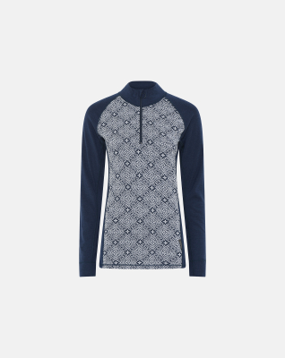 Langermet t-skjorte "Half Zip", 100% merino ull, navy Langermet t-skjorte "Half Zip", 100% merino ull, navy