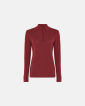 Langermet t-skjorte "Half Zip", 100% ull, rød - Dovre Women