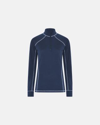 Langermet t-skjorte "Half Zip", 100% merino ull, navy Langermet t-skjorte "Half Zip", 100% merino ull, navy