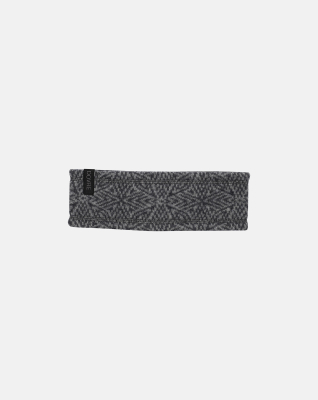 Pannebånd med mønster, 100% merino ull, grå Pannebånd med mønster, 100% merino ull, grå
