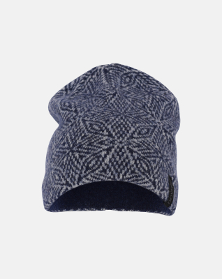 Lue med mønster, 100% merino ull, marine Lue med mønster, 100% merino ull, marine