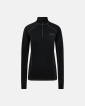Langermet bluse med zip, 100% Merino ull, Svart - Dovre Women