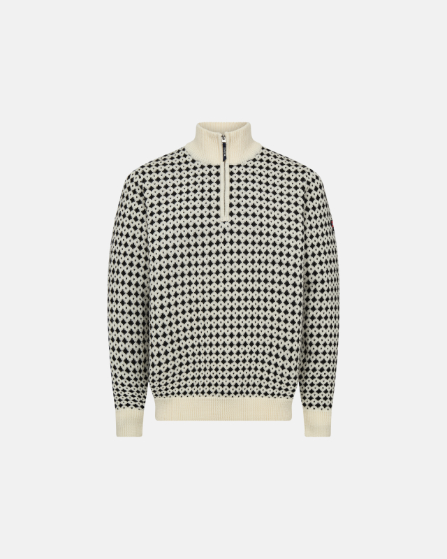 Genser "half-zip", 100% Ull, Beige