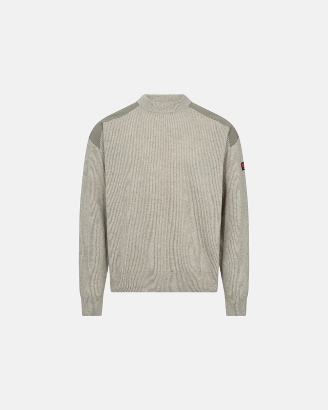 Genser "ribbet", Ull, Beige
